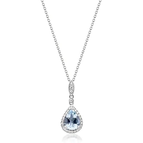 Gin & Grace 14K White Gold Genuine Aquamarine Pendant with Diamonds for women,Ethically, Metal, Aquamarine Cover