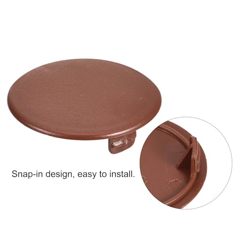 Image of uxcell 20Pcs Hinge Hole Covers, 35mm(1 3 /8 inch) Dia Plastic Concealed Hole Cover Round Flush Type Caps for Furniture Cabinet Cupboard, Red Brown