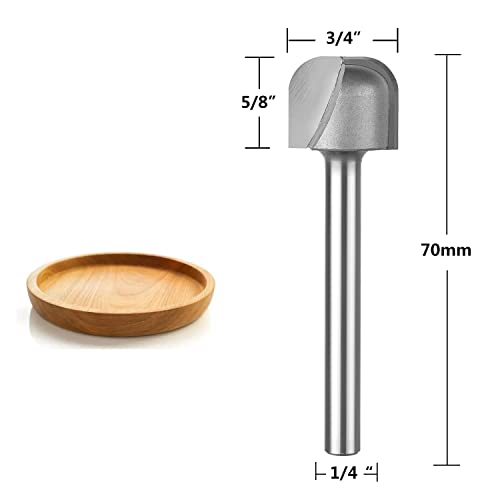 Spetool Bowl&Tray Cnc Router Bits Extra Long (70Mm) 1/4 Inch Shank 3/4 Inch Cutting Diameter With Carbide Tip For Woodworking Router Machine Milling Cutter #TOP2