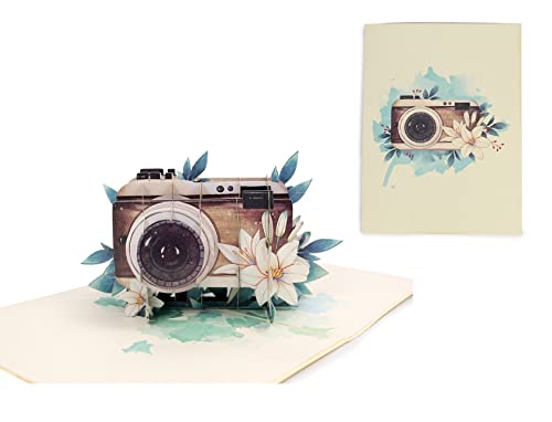 Carte pop-up 3D appareil photo vintage pour photographe et caméraman