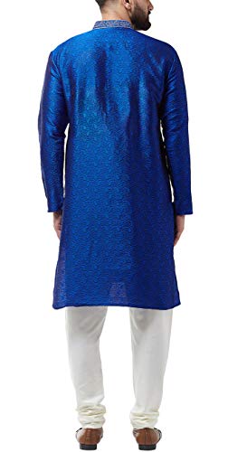 Image of SOJANYA Men's Silk Blend Kurta for Navratri | Paisley Print Regular Fit Ethnic Kurta for Festival & Puja