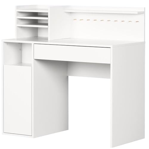 South Shore Crea Craft Table wth Hutch-Pure White