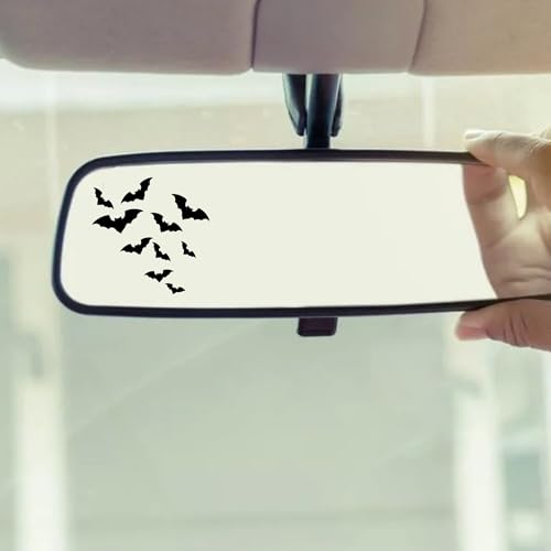 Image of Halloween Bats Rearview Mirror Decal - 3 Pcs Funny Bumper Vinyl Stickers for Auto, Wall, Laptop, Cell, Trucks, Cars, Spooky Car Mirror Stickers, Rear View Mirror Decor, Gothic Car Accessories