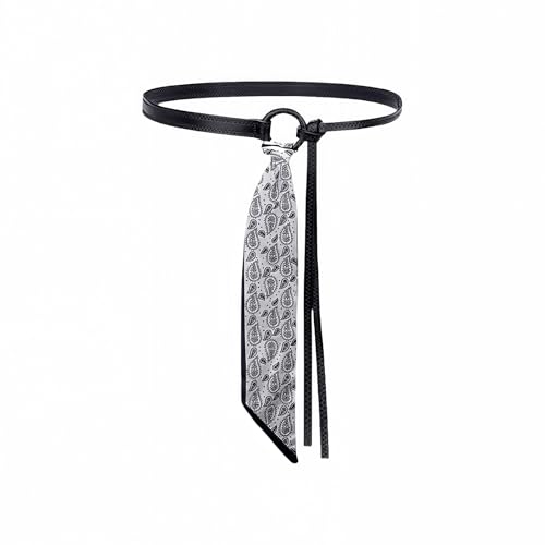 Scarf Belt for Women Boho Western Cowboy Leathery Paisley Silk Scarfs for Autumn Fashion Stylish Elegant
