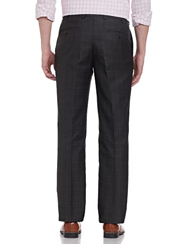 Image of Park Avenue Men's Poly Viscose Blend Checks Pattern Smart Fit Flat Front Formal Trouser