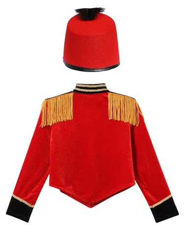 Hedmy Kids Boys Girls Circus Ringmaster Clothes Stand Collar Long Sleeve Tassel Ring Leading Tailcoat Top4