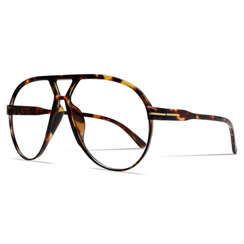 GUVIVI Retro Aviator Sunglasses for Women Men Oversized Classic 70s Vintage Trendy Tangle Free Square Aviators Tortoise Sun Glasses