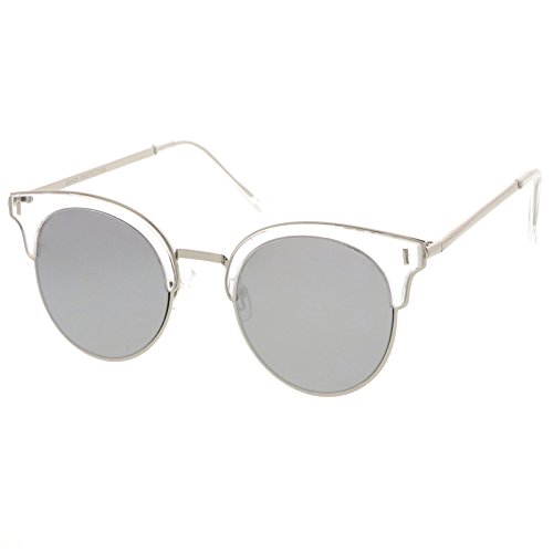 zeroUV - Modern Half Frame Round Colored Mirror Flat Lens Horn Rimmed Sunglasses 49mm2