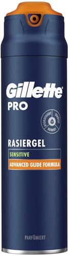 Gillette Gel de rasage PRO pour homme (200 ml), rafraîchit la peau pour l'apaiser et hydrater les poils de la barbe, cadeau pour homme