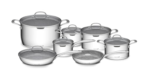 G21 Gourmet Miracle - Batería de cocina con colador, 13 piezas, acero inoxidable/Greblon