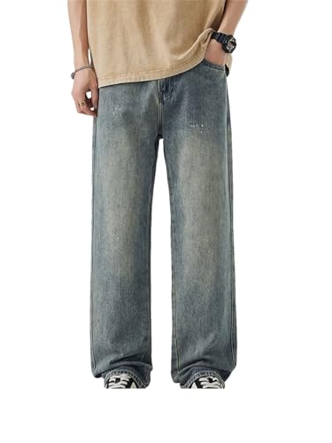 Men's Loose Straight Leg Jeans High Street Wide Leg Long Pants