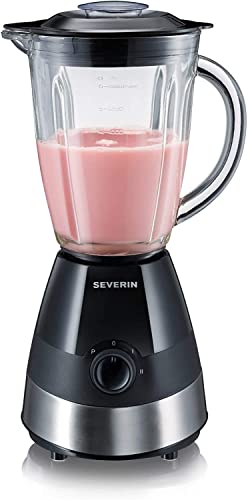 SEVERIN SM 3718 Staande mixer met 1,5 l glazen blender, mixer met 2 standen en pulse-functie, krachtige keukenmixer met roestvrij stalen mes, 550 W, geborsteld roestvrij staal/zwart - Afbeelding 6