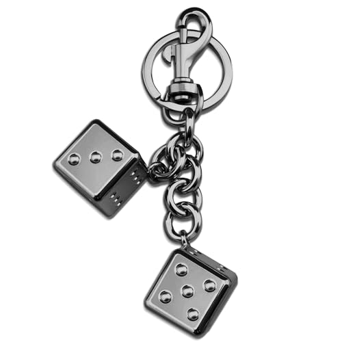 SUDIKUB Black Bag Charms Cool Metal Dice Keychain For Man Boys Teens Women Kids Guys Bag Pendant Keychain Accessories Vintage Keyring Purse Charms For Handbags Birthday Gifts