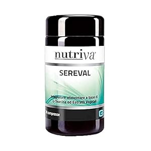Nutriva Sereval, Integratore Alimentare a base di L-Teanina ed Estratti Vegetali in Compresse, adatto per i Vegani, 800mg (30 compresse)