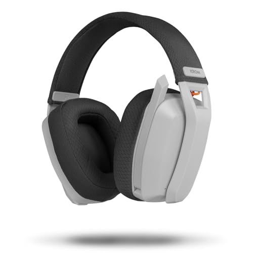 KROM Kanji – Auriculares Gaming inalámbricos con Bluetooth 5.3, 2.4 GHz y USB, Drivers de 40 mm, micrófono omnidireccional, Control de Volumen y Mute, Diadema Ajustable y Ligera – Blanco