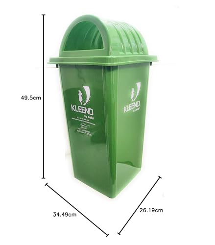 Cello Kleeno Plastic Garbage Dustbin Bucket with Lid | Strong lid with with a smooth curved | Virgin (HDPE) Plastic & Resistant to UV | 110 liters, Green