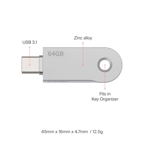 Image of Orbitkey USB-C | Thumb Drive with Fast Transfer Chip | Slim Profile Compatible with Orbitkey Key Organizer & Key Ring