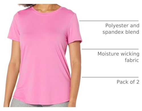 Jockey Women's 2 Pack Sueded Essential Short Sleeve T-Shirt, Egret/Super Pink, Large - image 4
