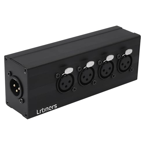Lrbners XLR 1 Male to 4-Way Female Audio Splitter Converter Box - Aluminum Alloy Chassis, Locking...