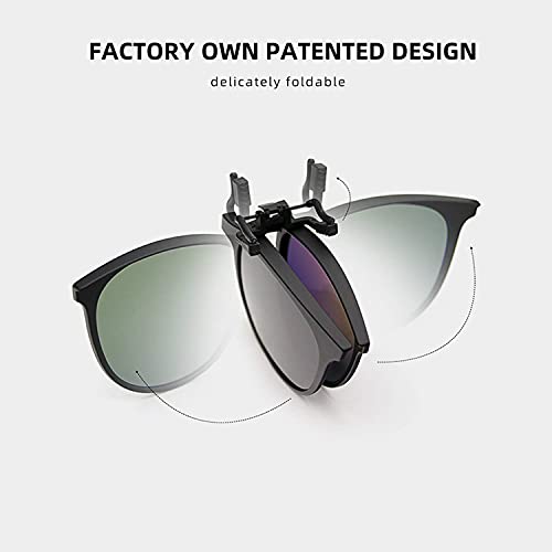 Bauhaus Polarized Unisex Clip On Flip Up Sunglasses Foldable Design UV Protection Lens Coated AR Film for Anti-Glare Driving Glasses Black
