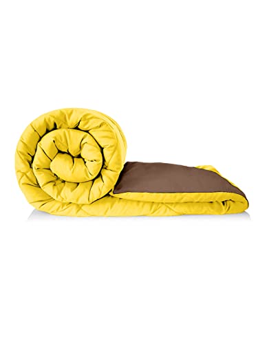Image of Clasiko Reversible Single Bed Comforter; 60x90 Inches; 200GSM; Yellow & Brown