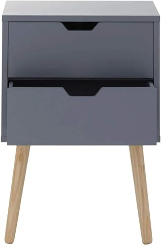 Image of WOOYNEX Bedside Tables, Wooden Nightstands with Solid Wood Legs & 2 Drawers, End Tables Storage Units for Living Room /Bedroom,etc .(Grey)