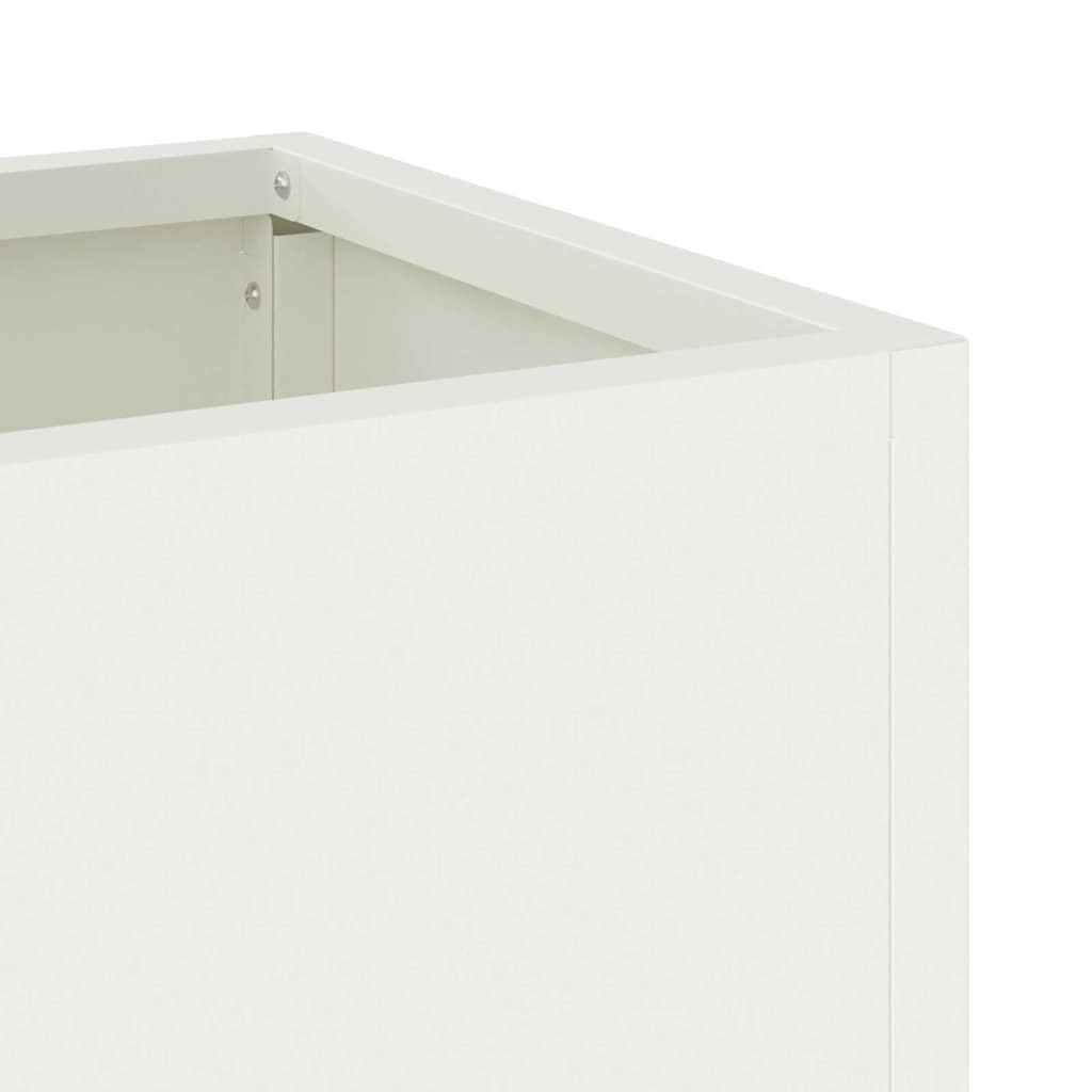 Fioriera rialzata da giardino in acciaio bianco, rettangolare, per giardino, terrazza ed esterni, robusta fioriera per fiori ed erbe, 60 x 26 x 48 cm
