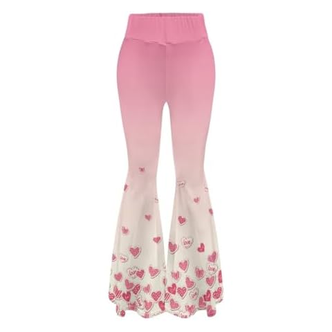 Youngerbaby Valentine Leggings for Woman Flare Leggings Heart Flare Leggings Casual Workout Flare Leggings Gym Running Flare Leggings Pants High Waisted Yoga Pants Flare S Cover