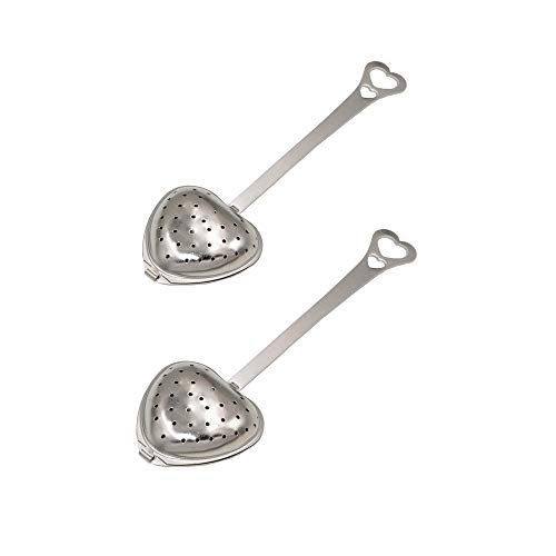 2pcs Stainless Steel heart-shaped Tea Ball 18 Inch Tea Infuser Strainers Tea Strainer Filters Tea Interval Diffuser for Tea