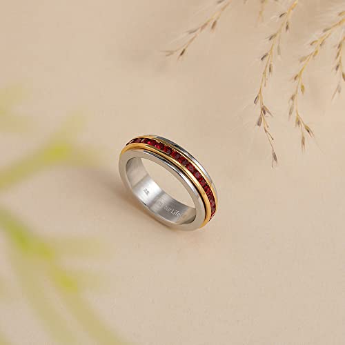 Image of Muses Art Design Fidget Rings, Anxiety Rings, Spinner Rings, Band Rings with Birthstone, Stainless Steel, Women and Men, Meditation Rings, Thumb Rings, Stress Relieving and Anxiety Reducing