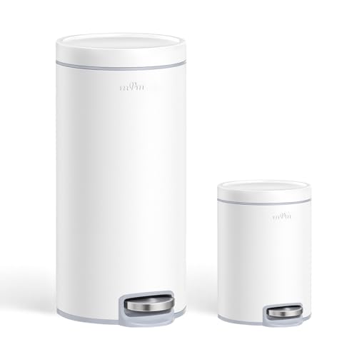 Canecas de basura combo 8 Gal + 1.3 Gal acero inoxidable blanco