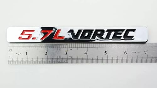 Image of 2pcs 5.7L Vortec Logo Hood Emblems Engine Badge 3D Decal Nameplate (Silver Red Black)