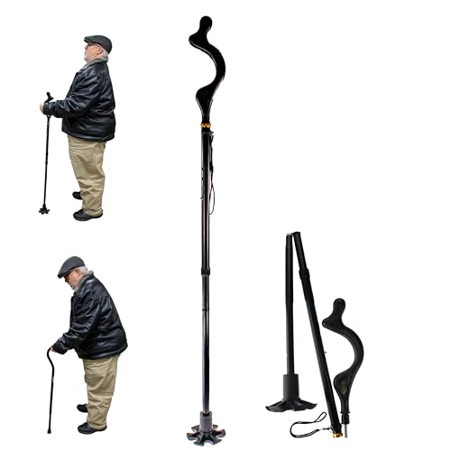 Posture Correction Walking Cane for Men & Women Special Balancing - Cane Walking Stick 10 Adjustable Heights - Self Standing Folding Cane Portable Collapsible Cane Comfortable and Lightweight