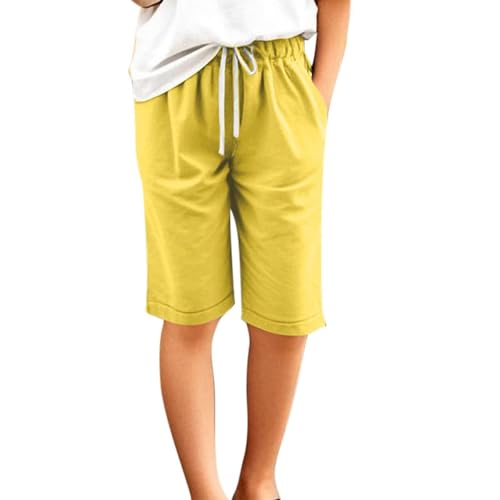 Toddler Boys Girls Bermuda Knee Length Pants with Pockets Casual Classic Solid Shorts Drawstring Elastic Waist for Teen