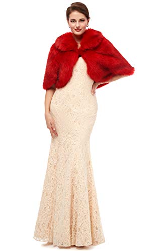 Women's Faux Fur Coat Evening Party Shawl Shrug Wraps Stole3