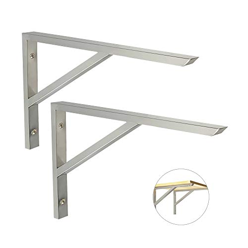 GMF Escuadras para Estanterias Pesadas Soportes para Estantes De Pared 2 Pcs Soporte De Angulo Recto para Microondas Y Muebles + Tornillos(400x250mm/6 Tamaños)