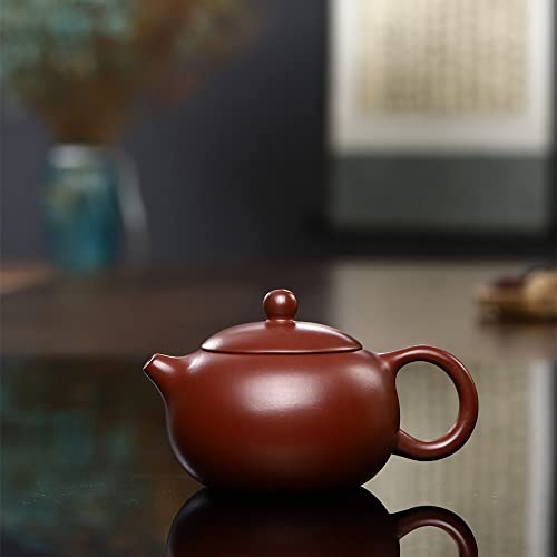 Image of Xishi Teapot Chinese Zisha Clay Pot Ceramics Purple Sand Dahongpao Mud Kungfu Tea Set Kettle Spherical Filter (Red 150ml)