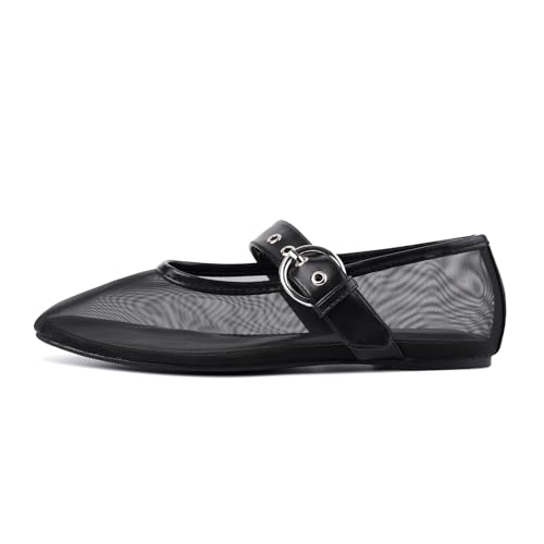Image of Ballet Flats Mesh Shoes for Women Mary Janes Flats | Wide Feet Options, Woven Mesh Flats, Soft Cushion, Comfortable Ballerina Flats, Casual, Dress Shoes, Daily, Work, Versatile