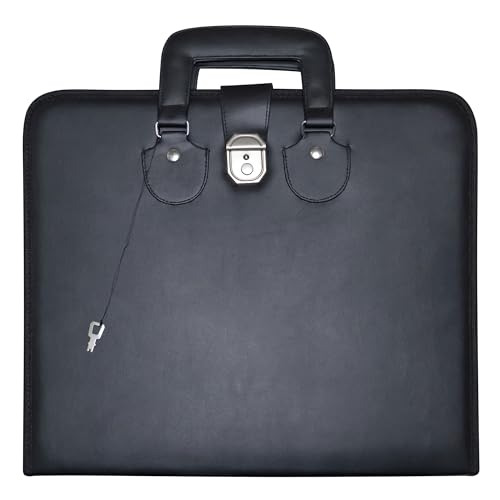 Masonic Apron Case Black Imitation Leather MM/WM Size | Art Portfolio Display Carrying Bag - Main Image