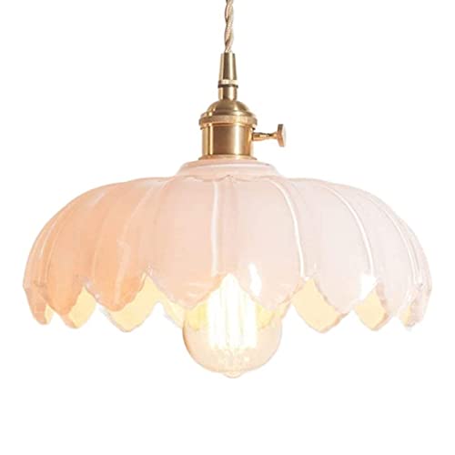 Suspension E27 en laiton et verre fleur rétro pour plafond de restaurant