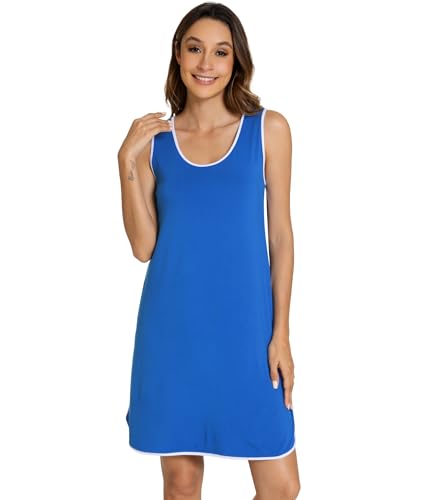 Chemise de nuit sans manches anti-transpiration en bambou col en U pour femme