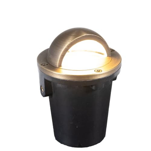 VOLT 12V 3-in-1 Waterproof IP68 Mini in-Grade Light with Brass Beacon Top (Bronze) & 4W 2700K Warm White LED MR11 Bulb for Low Voltage Landscape Lighting on Outdoor Pathway, Driveway, Deck & Dock