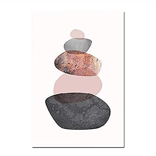 Rose gris or rose poster impression sur toile : triptyque montagnes abstrait - 4