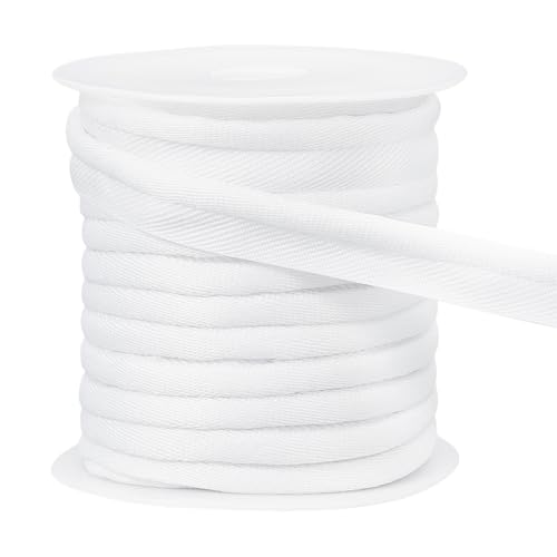 BENECREAT 10 Yard White Piping Cord Trim, 5/8 inch Polyester Bias Tape Piping, Upholstery Piping Trim for Sewing Lip Cord Trim