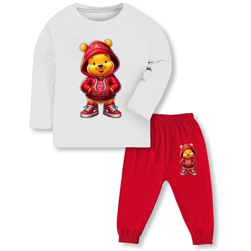 Image of TS LAVI TAVI Trendy Printed Unisex Cotton T-Shirt & Pyjama Set | Full Sleeve Top & Track Pant | Boys & Girls | Pack of 3 | Newborn & Kids