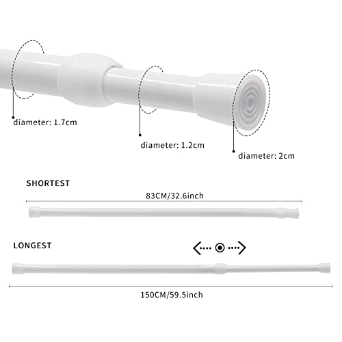Vista Extendable Curtain Poles 83-150cm Tension Rods No Drill Extendable Curtain Rod Adjustable for DIY Projects Kitchen - Image 4