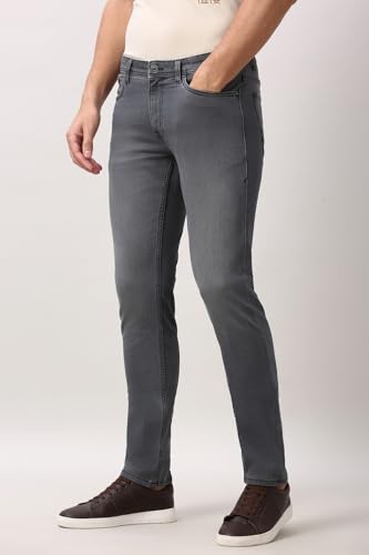 Image of Peter England Men's Slim Tapered Jeans | Heavy Wash Denim | Casual Wear | Modern Fit