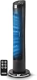 Olsen & Smith Tower Fan with Remote | Quiet 27dB Silent Fan for Bedroom | 36 Inch Standing Fan | 4-Speed 7.5m/s Oscillating Cooling Fan with 12H Timer | 45W Room Fans & Cooling with 4 Speeds | Black