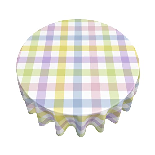 BETGINY-Easter-Plaid-Round-Tablecloth-70-InchSpring-Coloring-Checkered-Table-ClothWrinkle-Stain-Waterproof-Holiday-Table-CoversRustic-Rainbow-Small-Fabric-Farmhouse-Tablecloths-for-Party-Picnic BETGINY Easter Plaid Round Tablecloth 70 InchSpring Coloring Checkered Table ClothWrinkle Stain Waterproof Holiday Table CoversRustic Rainbow Small Fabric Farmhouse Tablecloths for Party Picnic