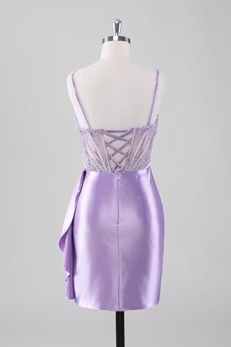 Sweetheart Satin Homecoming Dresses 2025 Tight Beaded Ruched Short HOCO Prom Dresses2